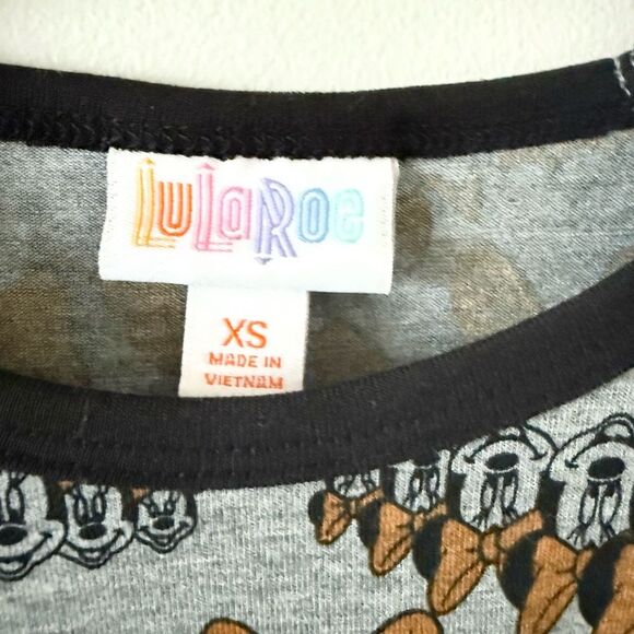 NWT Lularoe Randy Disney Tee in Mini Mouse Print Black Gray Orange - Size XS - Picture 3 of 5